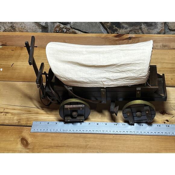 Vintage Wooden Hand Made Wagon Table/Night light lamp. Covered. Western. Handle - Picture 7 of 7
